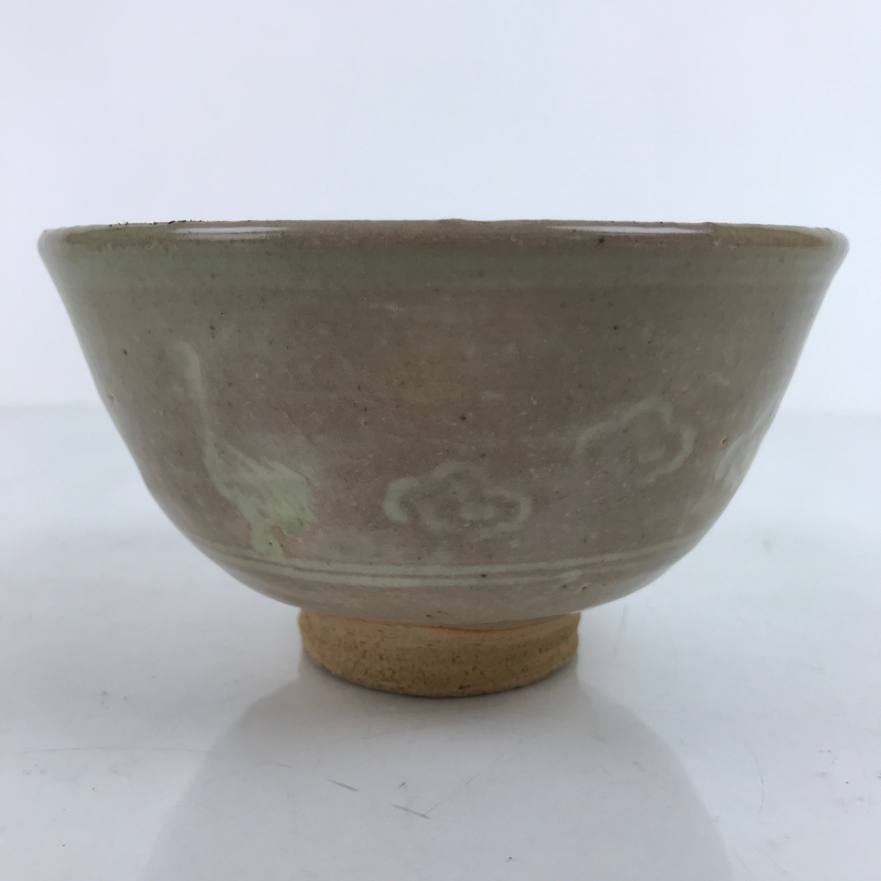 Japanese Ceramic Green Tea Bowl Matcha Chawan Vtg Ducks Gray CHB46