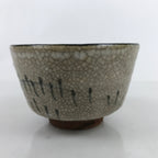 Japanese Ceramic Green Tea Bowl Matcha Chawan Vtg Gray Brown Crackle CHB59