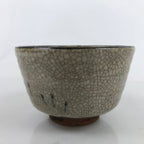 Japanese Ceramic Green Tea Bowl Matcha Chawan Vtg Gray Brown Crackle CHB59