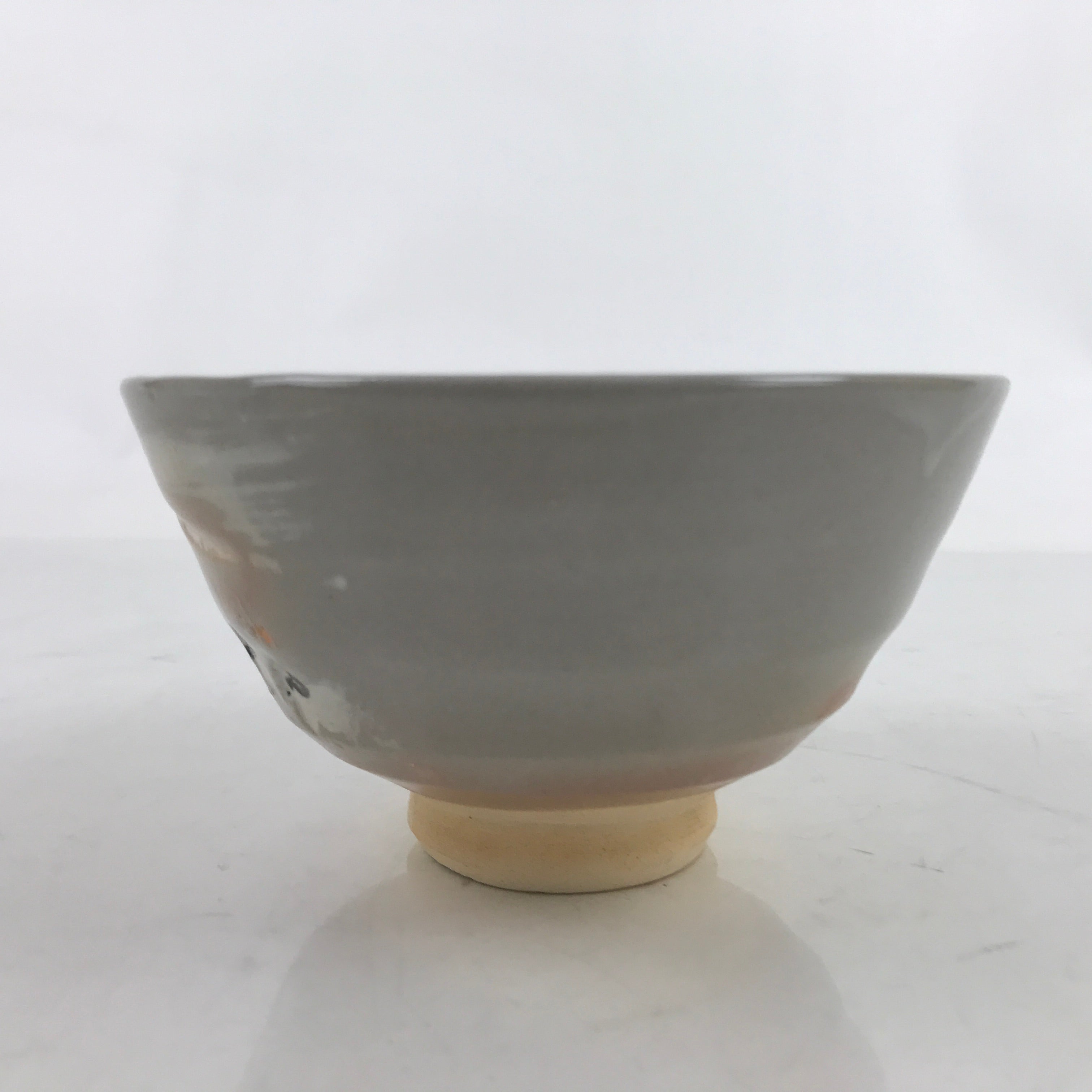 Japanese Ceramic Green Tea Bowl Matcha Chawan Vtg Gray Orange Pink Sheep CHB58