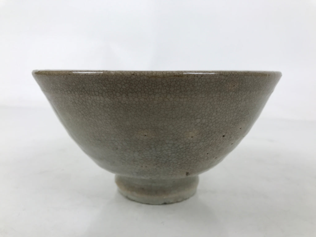 Japanese Ceramic Green Tea Bowl Matcha Chawan Vtg Hagi Ware Gray CHB105