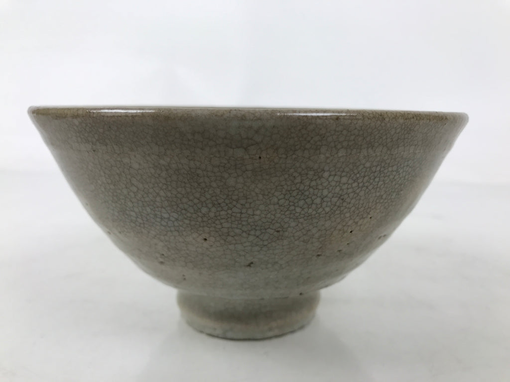 Japanese Ceramic Green Tea Bowl Matcha Chawan Vtg Hagi Ware Gray CHB105
