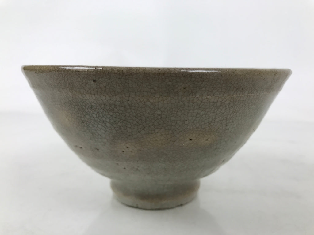 Japanese Ceramic Green Tea Bowl Matcha Chawan Vtg Hagi Ware Gray CHB105