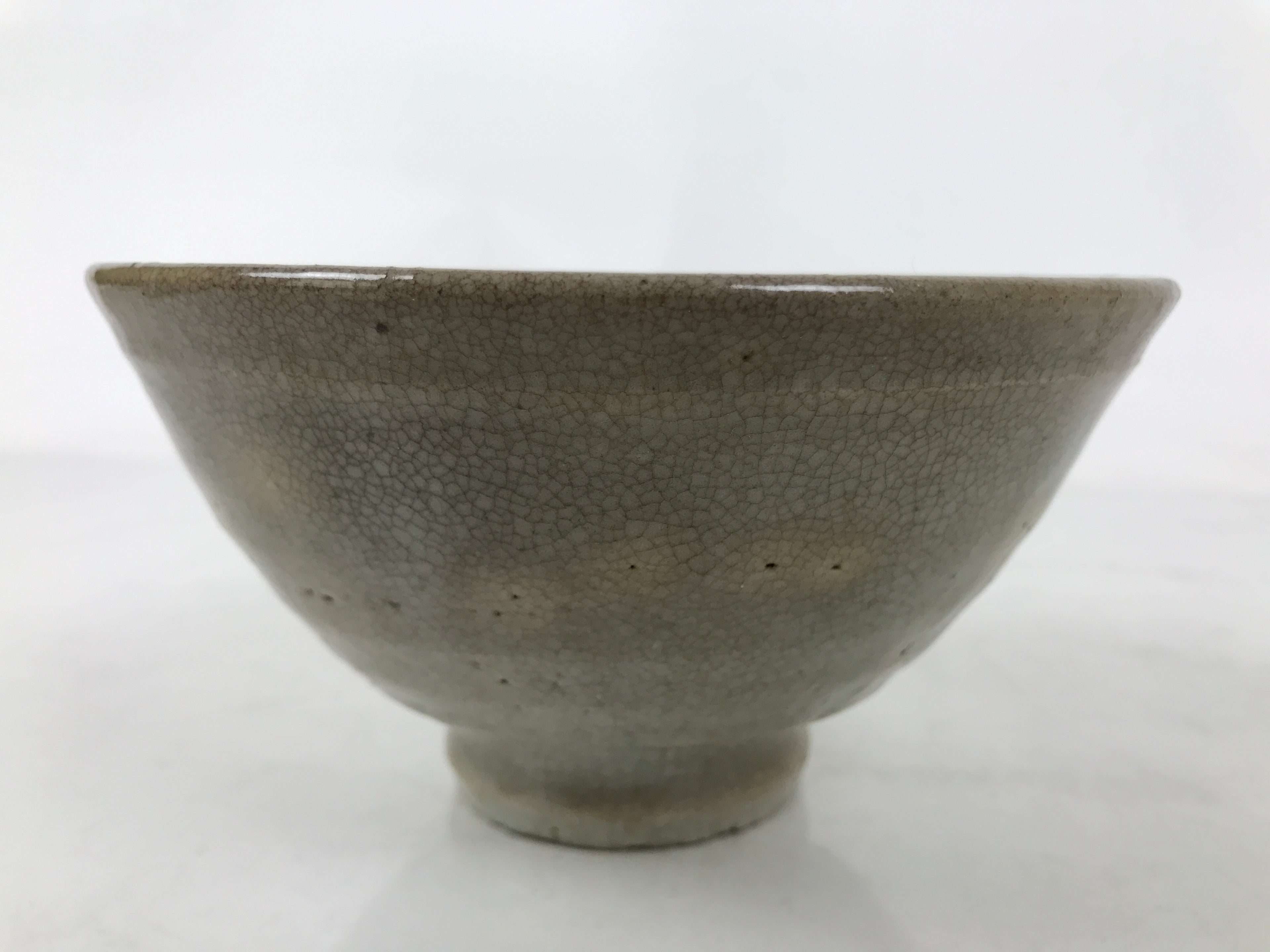 Japanese Ceramic Green Tea Bowl Matcha Chawan Vtg Hagi Ware Gray CHB105