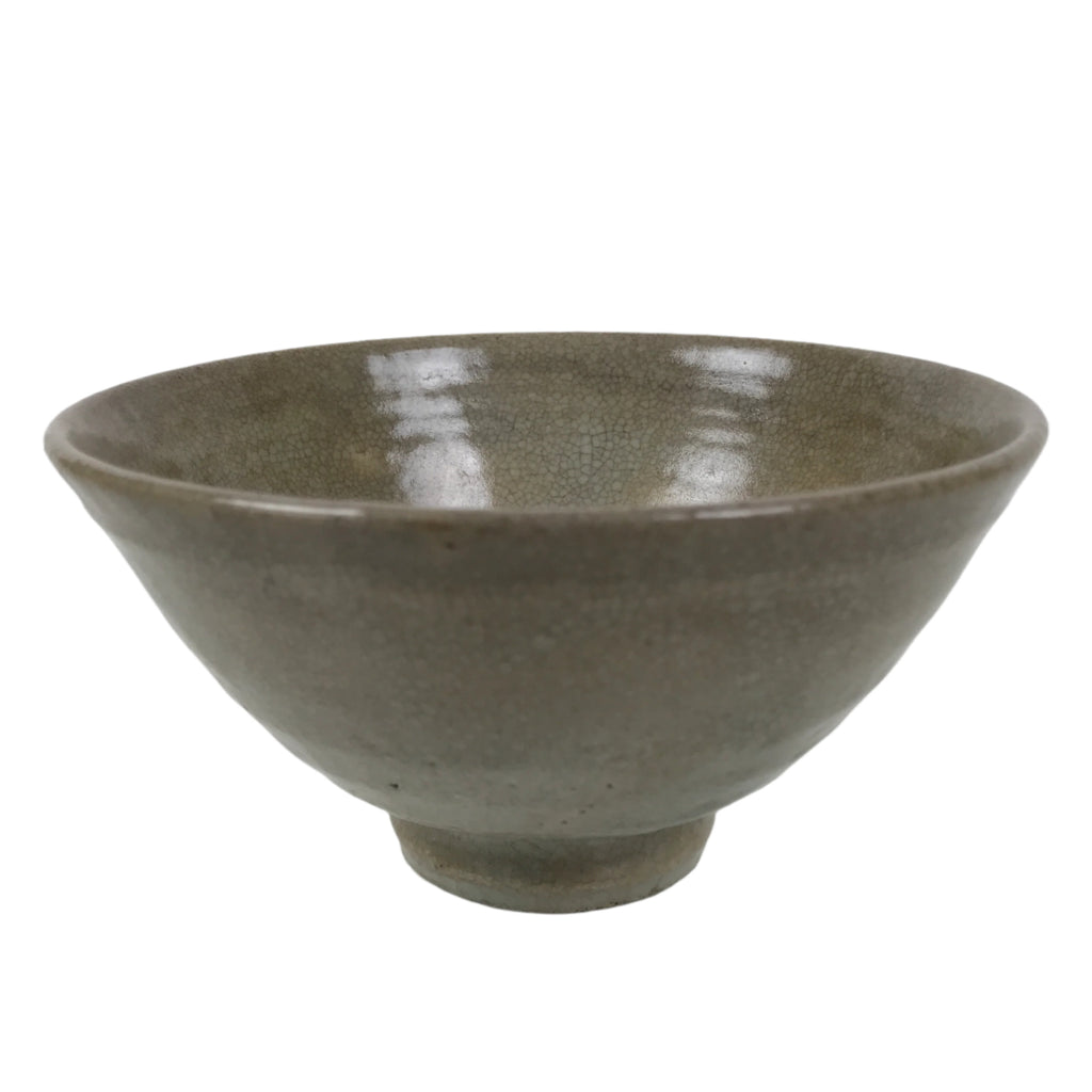 Japanese Ceramic Green Tea Bowl Matcha Chawan Vtg Hagi Ware Gray CHB105