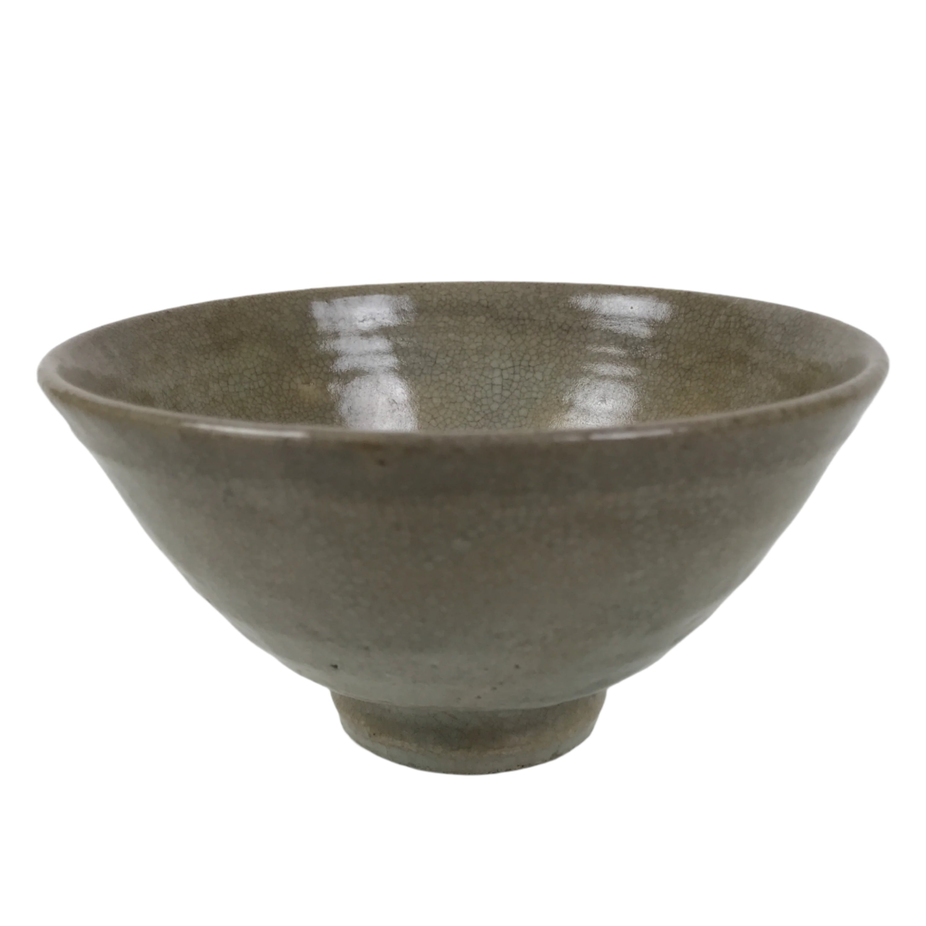 Japanese Ceramic Green Tea Bowl Matcha Chawan Vtg Hagi Ware Gray CHB105