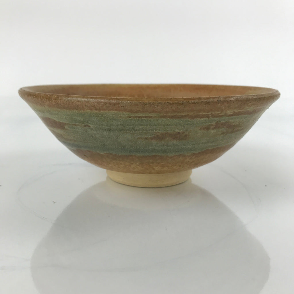 Japanese Ceramic Green Tea Bowl Matcha Chawan Vtg Hiragata Brown Green CHB30