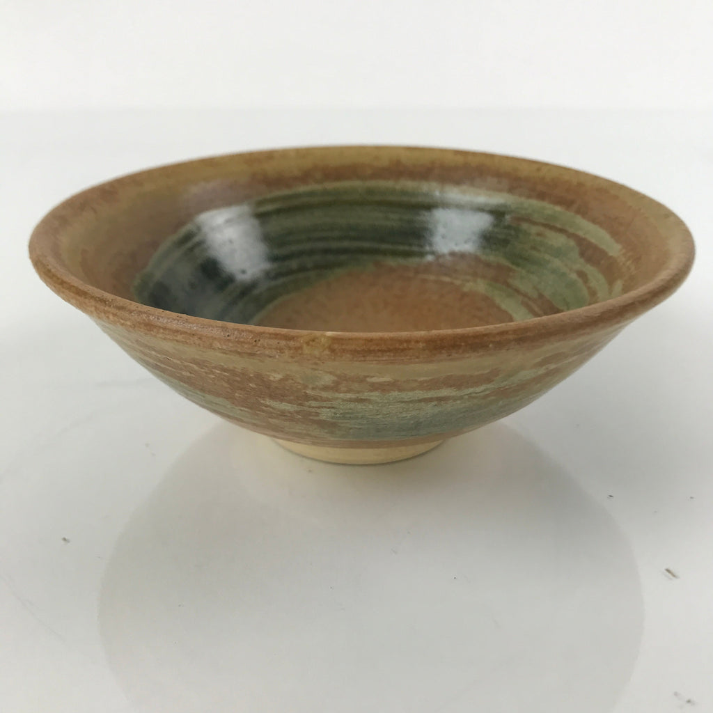 Japanese Ceramic Green Tea Bowl Matcha Chawan Vtg Hiragata Brown Green CHB30