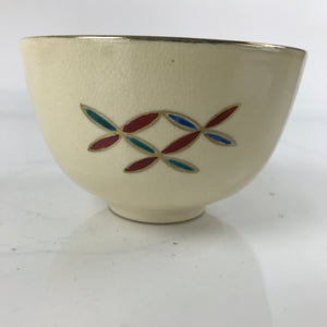 Japanese Ceramic Green Tea Bowl Matcha Chawan Vtg Kyo Ware Beige Cloisonné CHB33