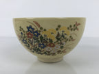 Japanese Ceramic Green Tea Bowl Matcha Chawan Vtg Kyoyaki Pottery Floral CHB114