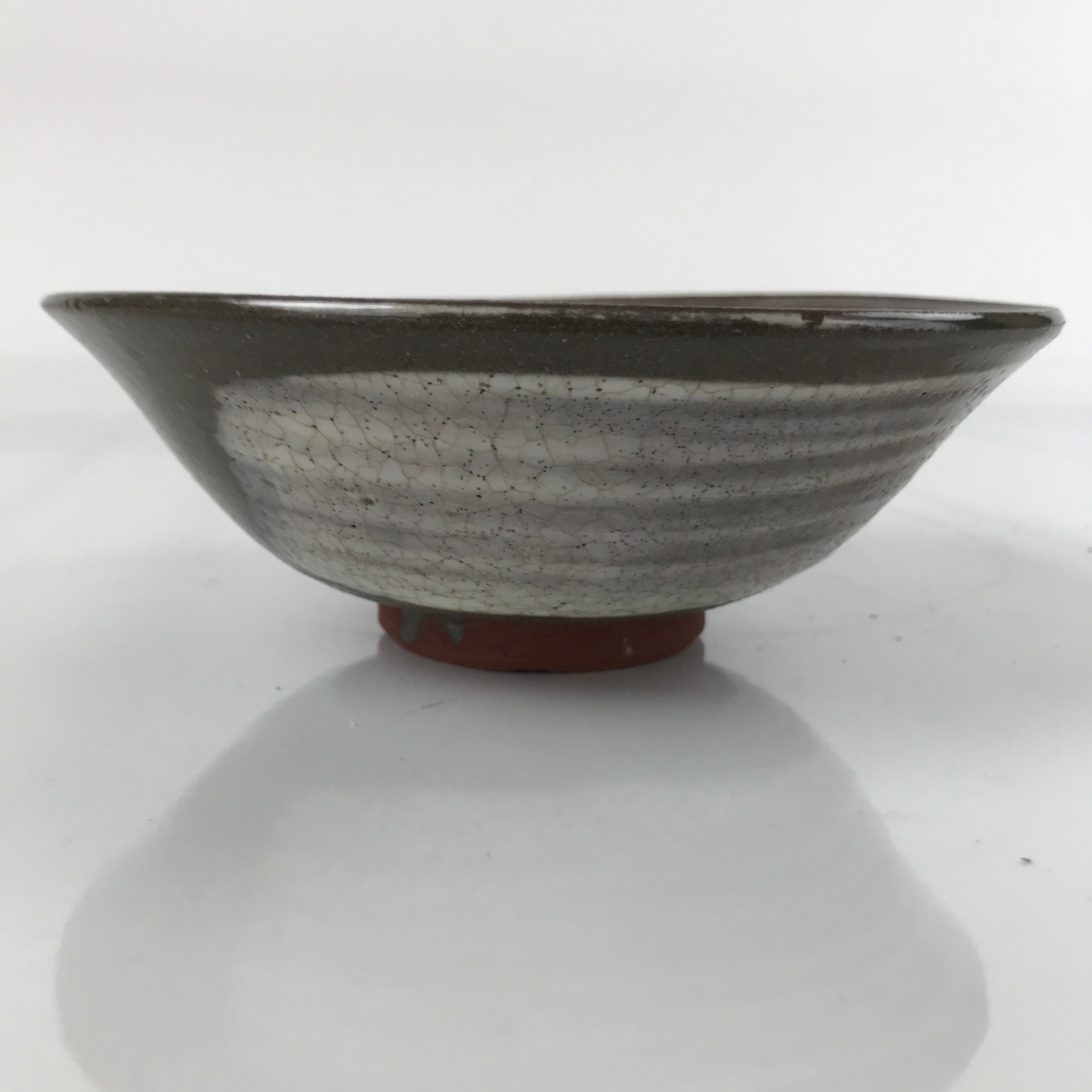 Japanese Ceramic Green Tea Bowl Matcha Chawan Vtg Mishima Brown Floral CHB34