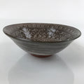 Japanese Ceramic Green Tea Bowl Matcha Chawan Vtg Mishima Brown Floral CHB34