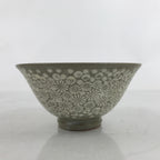 Japanese Ceramic Green Tea Bowl Matcha Chawan Vtg Mishima Gray Floral CHB74