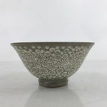 Japanese Ceramic Green Tea Bowl Matcha Chawan Vtg Mishima Gray Floral CHB74