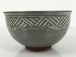 Japanese Ceramic Green Tea Bowl Matcha Chawan Vtg Mishima Gray Pottery CHB138