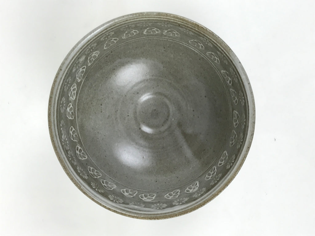 Japanese Ceramic Green Tea Bowl Matcha Chawan Vtg Mishima Gray Pottery CHB138