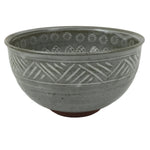 Japanese Ceramic Green Tea Bowl Matcha Chawan Vtg Mishima Gray Pottery CHB138