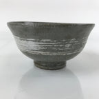 Japanese Ceramic Green Tea Bowl Matcha Chawan Vtg Mishima Gray White CHB32