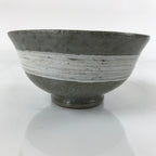 Japanese Ceramic Green Tea Bowl Matcha Chawan Vtg Mishima Gray White CHB32