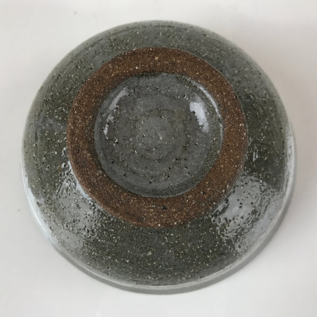 Japanese Ceramic Green Tea Bowl Matcha Chawan Vtg Mishima Gray White CHB32