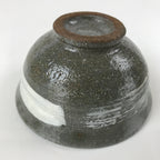 Japanese Ceramic Green Tea Bowl Matcha Chawan Vtg Mishima Gray White CHB32