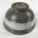 Japanese Ceramic Green Tea Bowl Matcha Chawan Vtg Mishima Gray White CHB32
