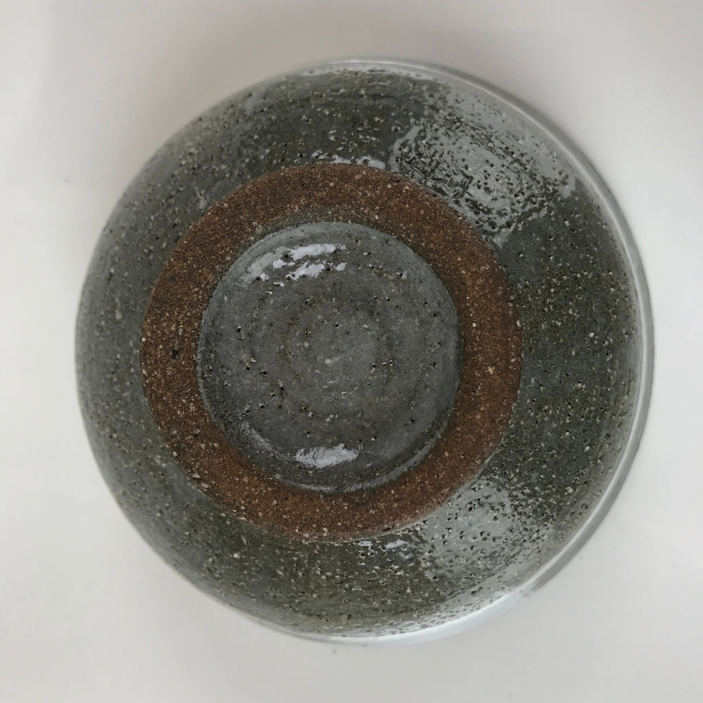 Japanese Ceramic Green Tea Bowl Matcha Chawan Vtg Mishima Gray White CHB32
