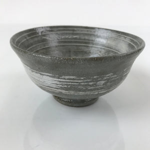 Japanese Ceramic Green Tea Bowl Matcha Chawan Vtg Mishima Gray White CHB32