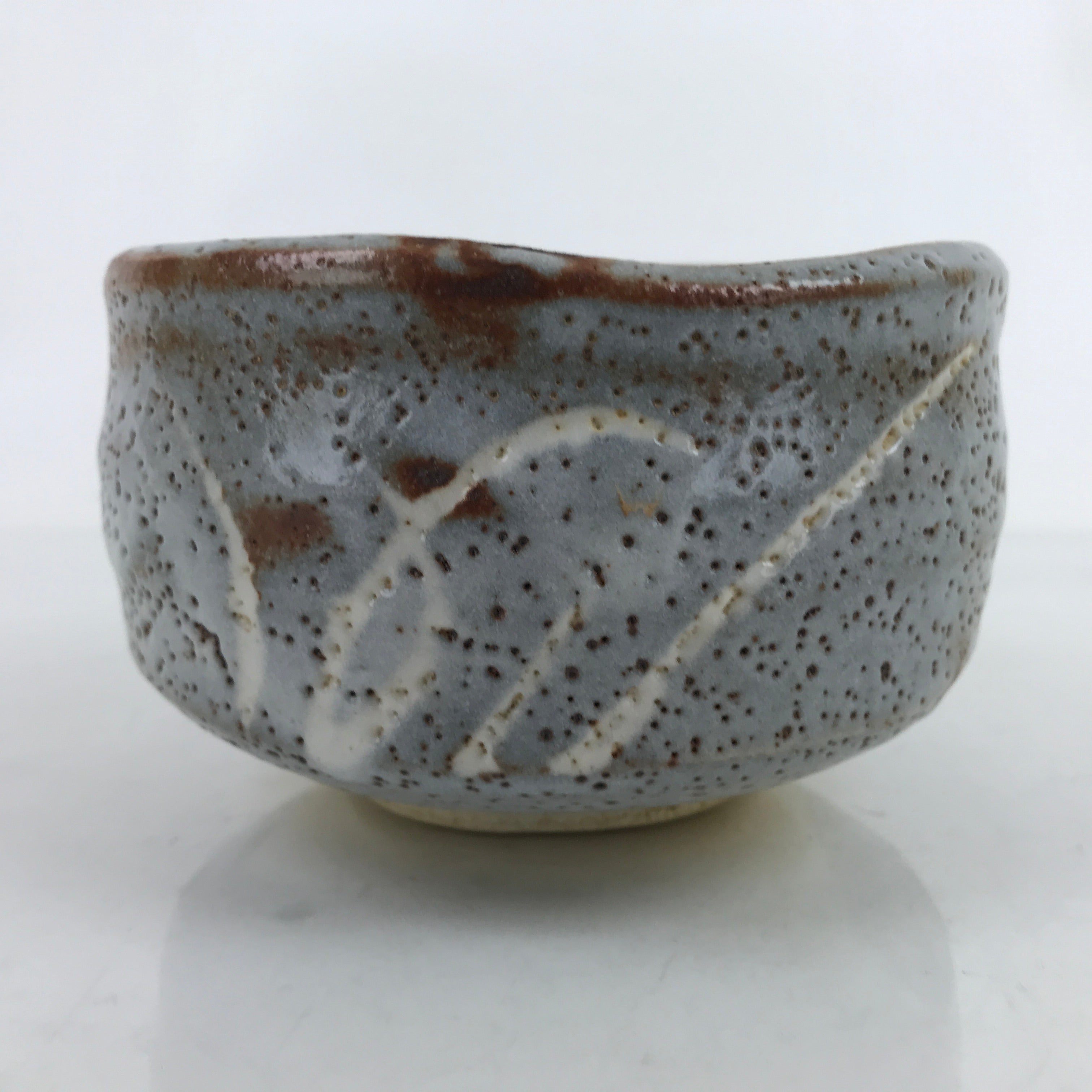 Japanese Ceramic Green Tea Bowl Matcha Chawan Vtg Nezumi Shino Ware CHB62