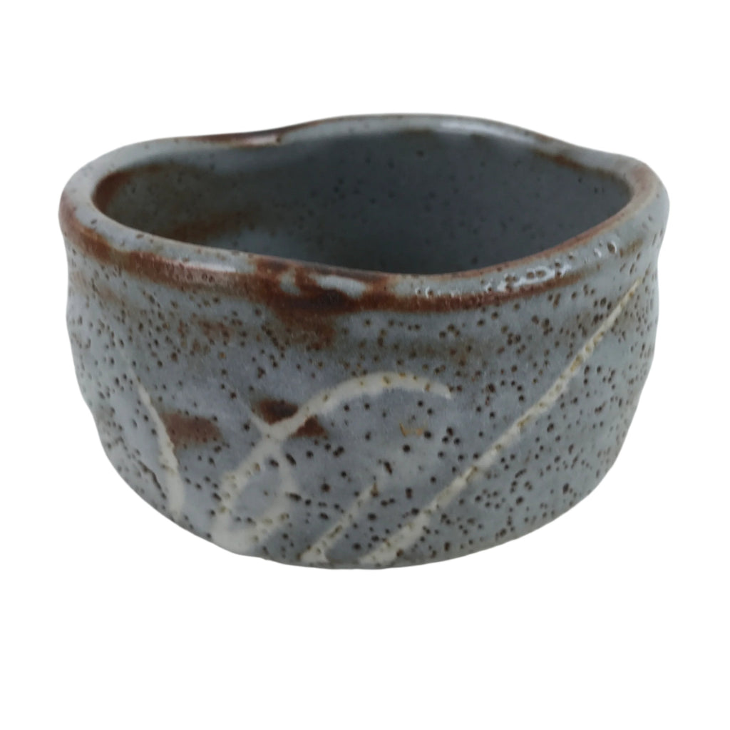 Japanese Ceramic Green Tea Bowl Matcha Chawan Vtg Nezumi Shino Ware CHB62