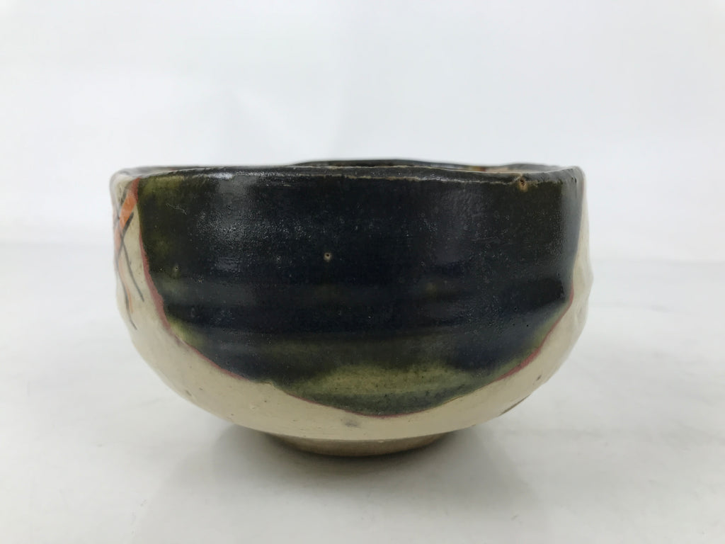 Japanese Ceramic Green Tea Bowl Matcha Chawan Vtg Oribe Shigaraki CHB109