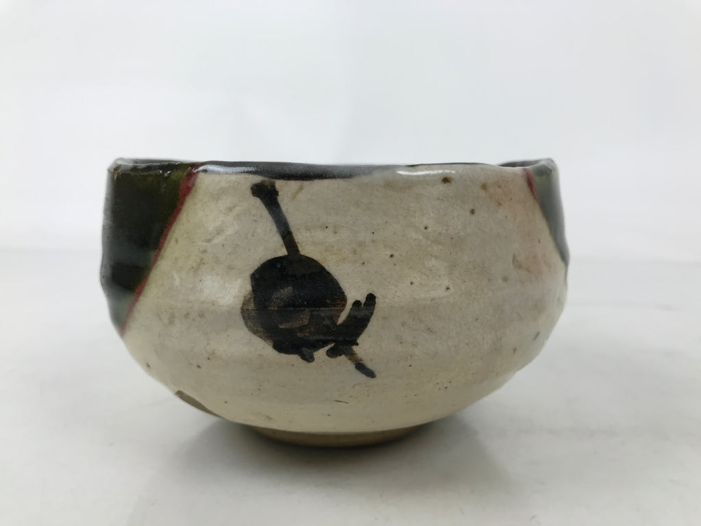 Japanese Ceramic Green Tea Bowl Matcha Chawan Vtg Oribe Shigaraki CHB109