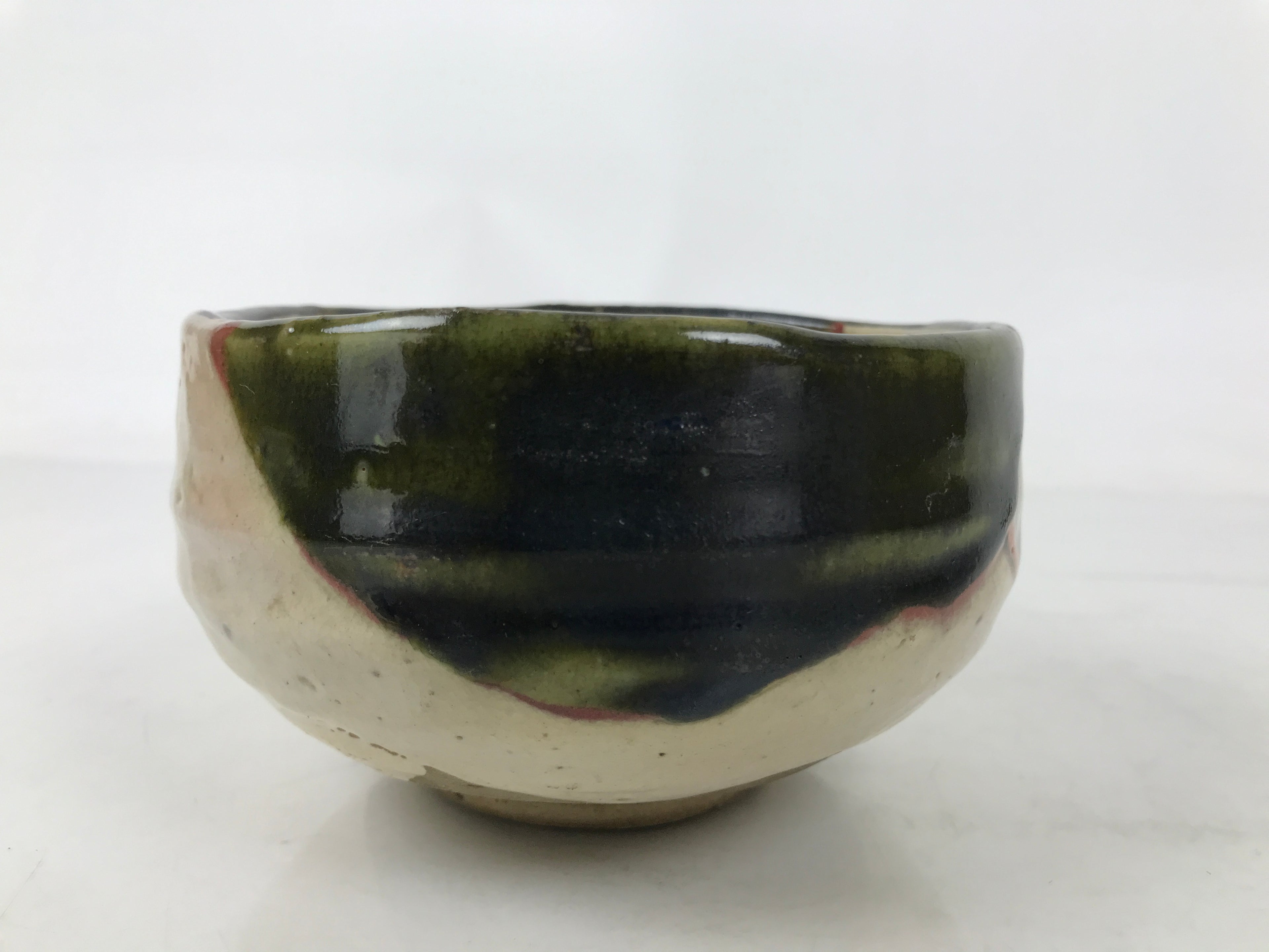 Japanese Ceramic Green Tea Bowl Matcha Chawan Vtg Oribe Shigaraki CHB109