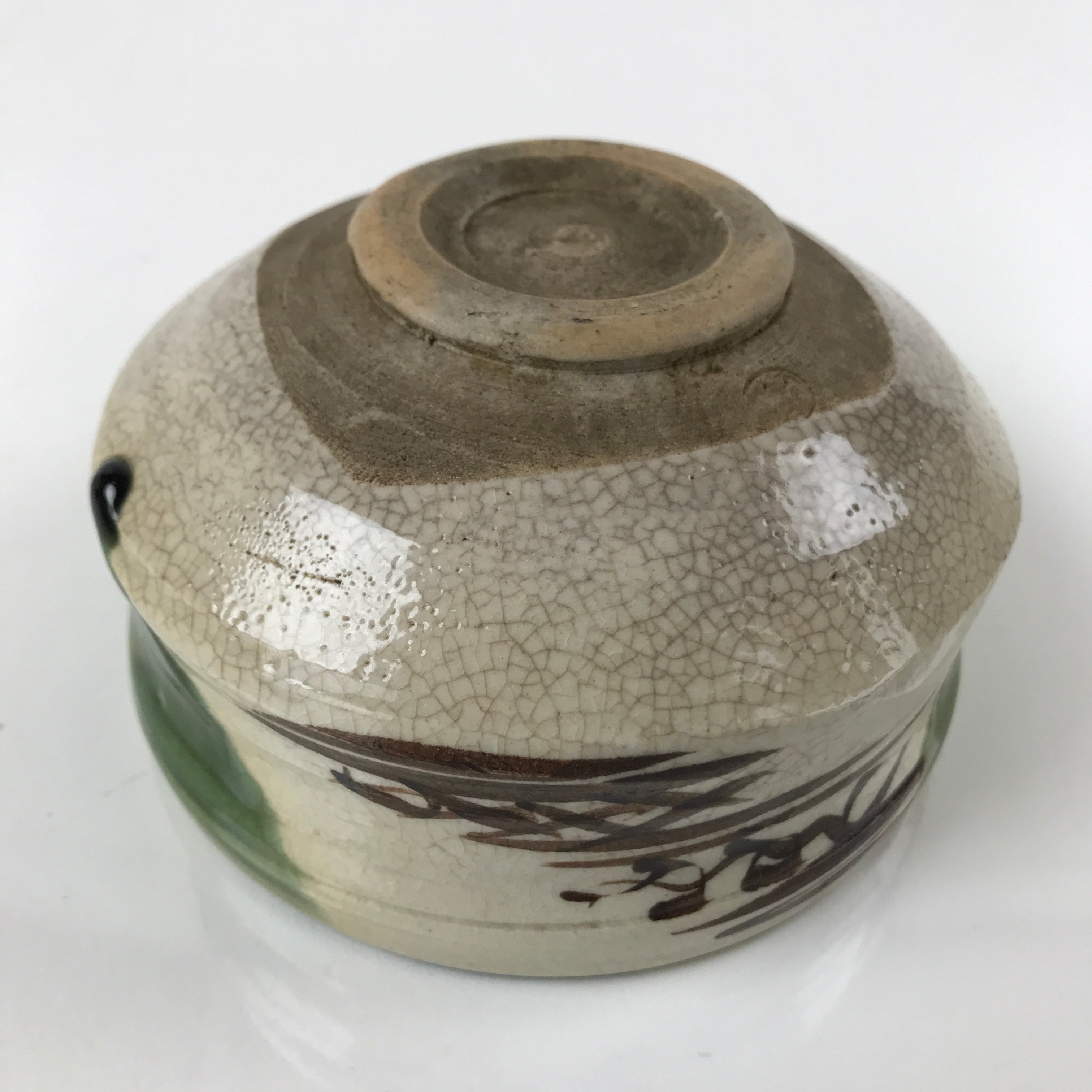 Japanese Ceramic Green Tea Bowl Matcha Chawan Vtg Oribe Ware Dojimari CHB36