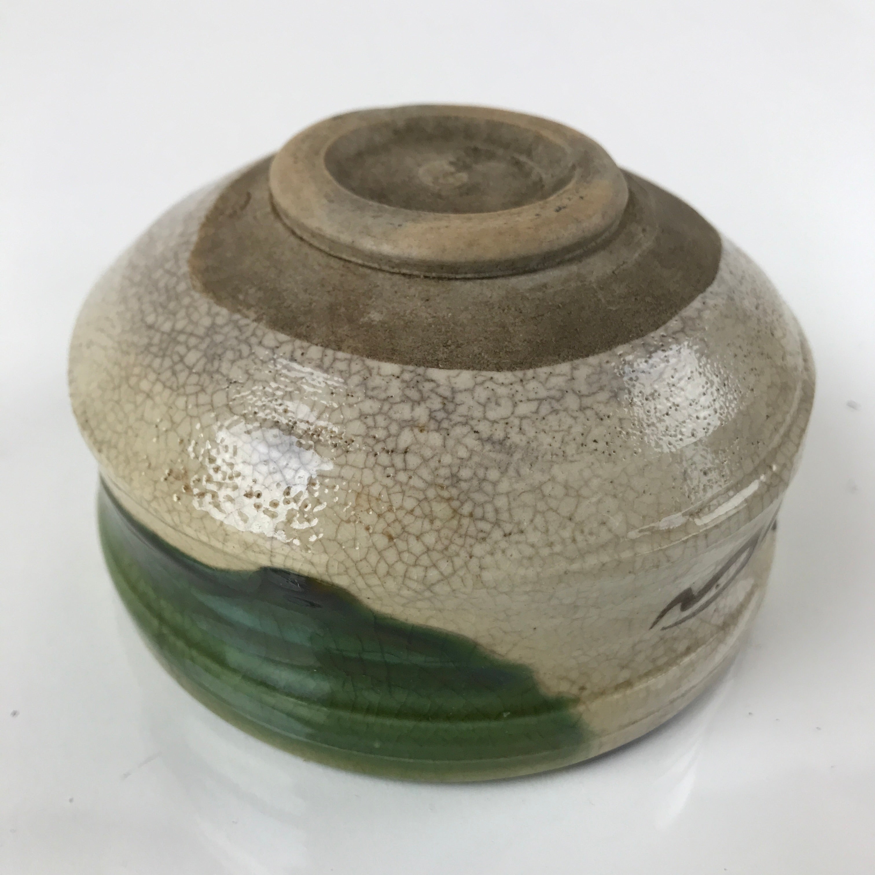 Japanese Ceramic Green Tea Bowl Matcha Chawan Vtg Oribe Ware Dojimari CHB36