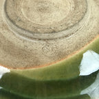 Japanese Ceramic Green Tea Bowl Matcha Chawan Vtg Oribe Ware Green CHB43