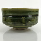 Japanese Ceramic Green Tea Bowl Matcha Chawan Vtg Oribe Ware Green CHB43