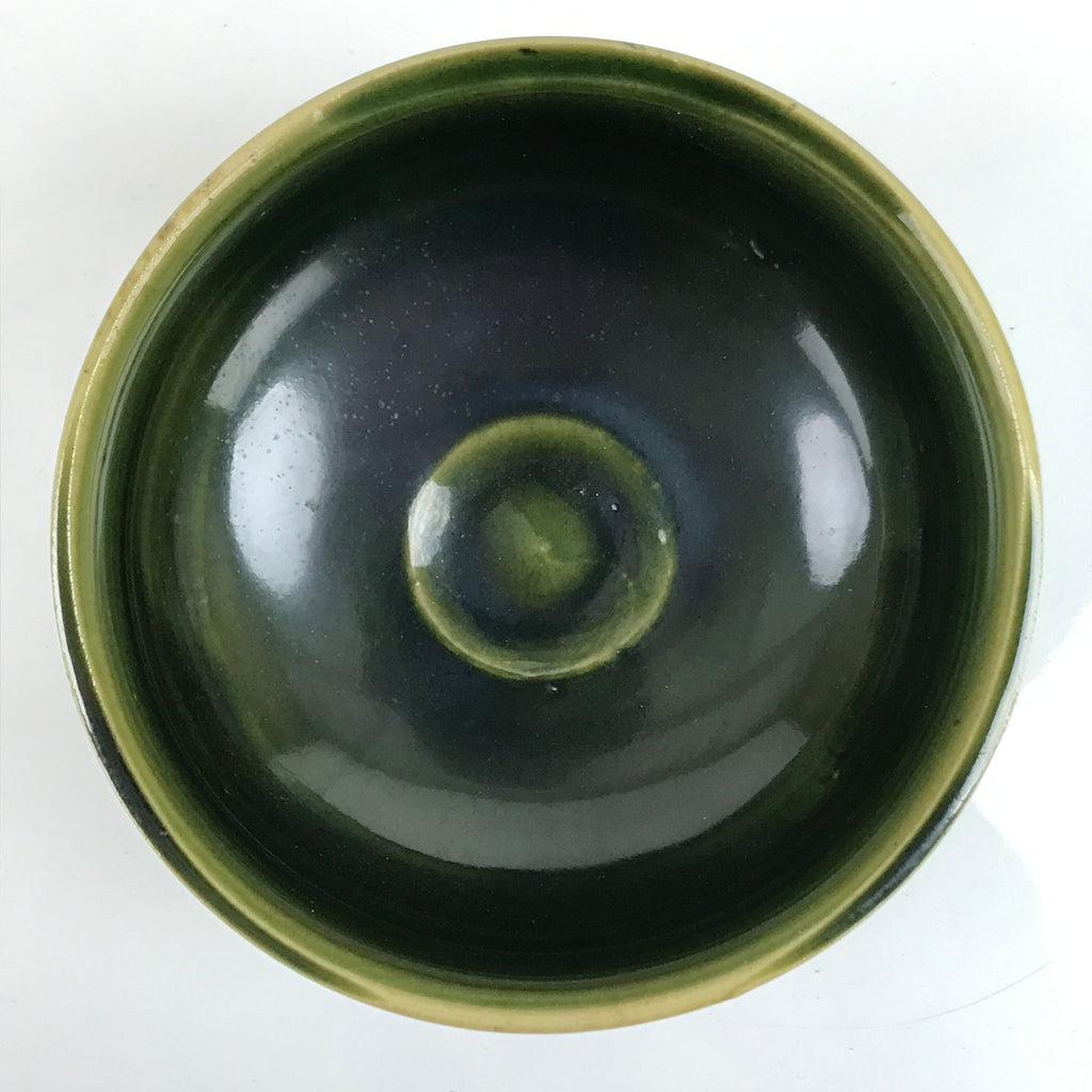 Japanese Ceramic Green Tea Bowl Matcha Chawan Vtg Oribe Ware Green CHB43