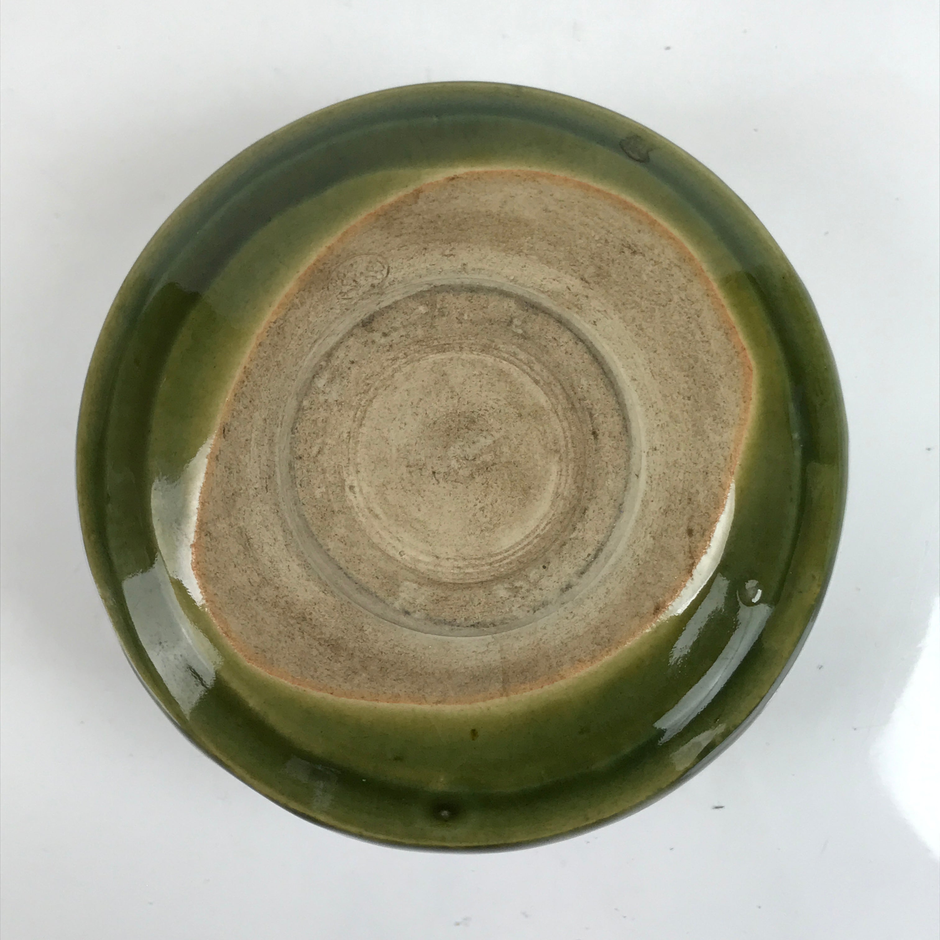 Japanese Ceramic Green Tea Bowl Matcha Chawan Vtg Oribe Ware Green CHB43