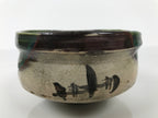 Japanese Ceramic Green Tea Bowl Matcha Chawan Vtg Oribe Ware Kutsugata CHB112