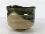 Japanese Ceramic Green Tea Bowl Matcha Chawan Vtg Oribe Ware Pine Pottery CHB127