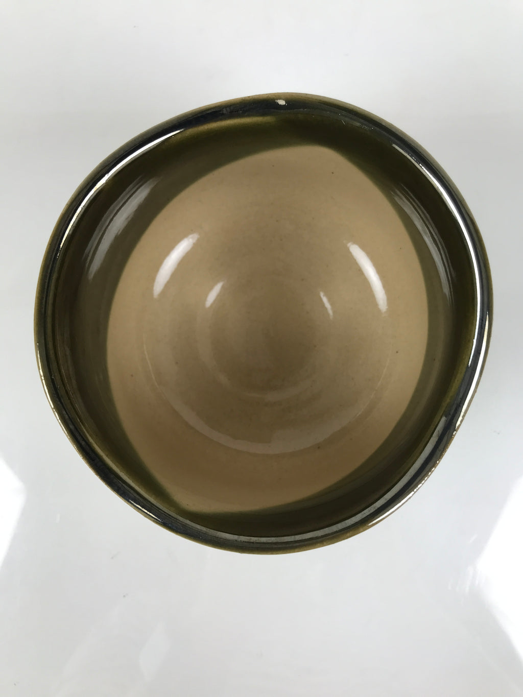 Japanese Ceramic Green Tea Bowl Matcha Chawan Vtg Oribe Ware Pine Pottery CHB127