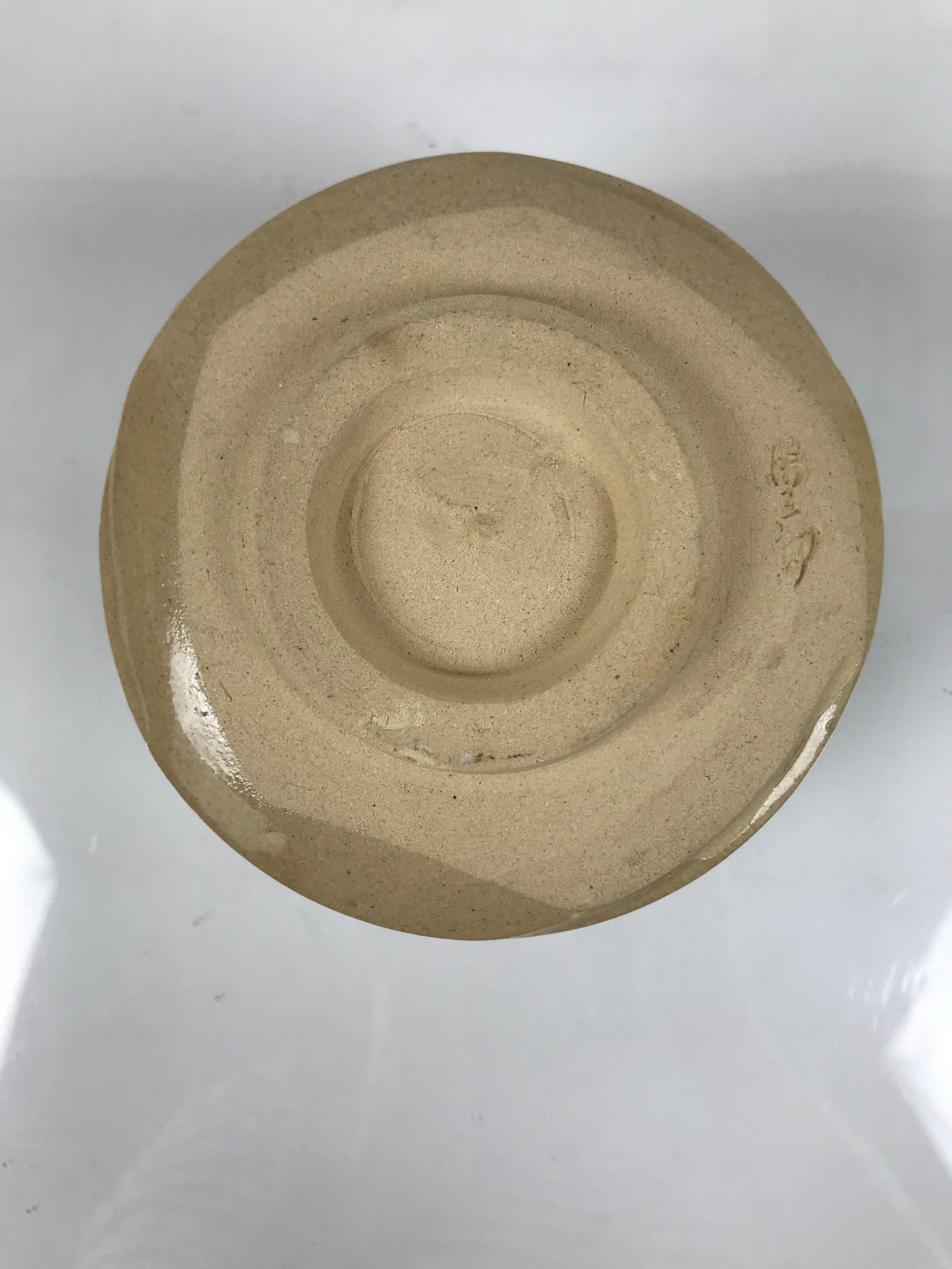 Japanese Ceramic Green Tea Bowl Matcha Chawan Vtg Oribe Ware Pine Pottery CHB127