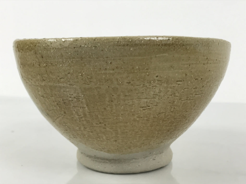 Japanese Ceramic Green Tea Bowl Matcha Chawan Vtg Pottery Beige Blue CHB115