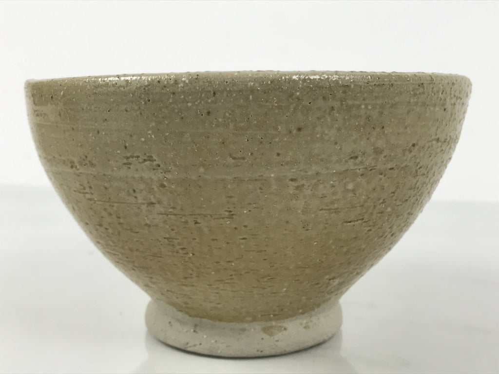 Japanese Ceramic Green Tea Bowl Matcha Chawan Vtg Pottery Beige Blue CHB115