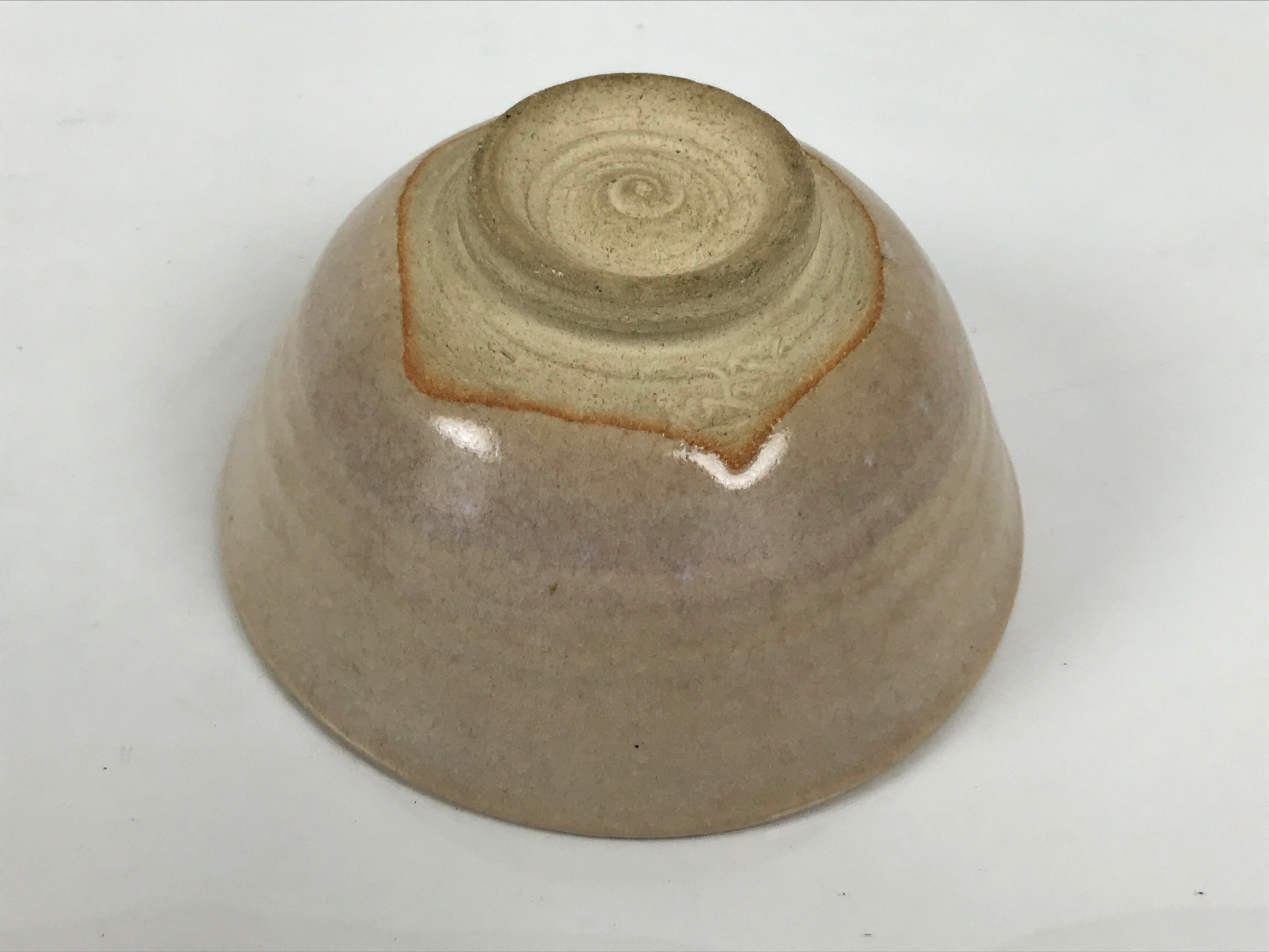 Japanese Ceramic Green Tea Bowl Matcha Chawan Vtg Pottery Beige White CHB165