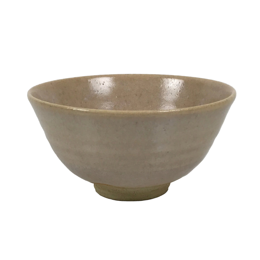 Japanese Ceramic Green Tea Bowl Matcha Chawan Vtg Pottery Beige White CHB165