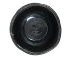 Japanese Ceramic Green Tea Bowl Matcha Chawan Vtg Pottery Black Raku Ware CHB140