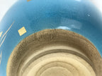 Japanese Ceramic Green Tea Bowl Matcha Chawan Vtg Pottery Blue Gold Crane CHB133