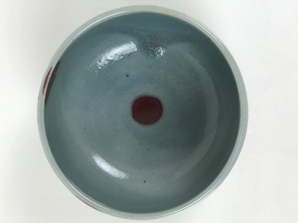 Japanese Ceramic Green Tea Bowl Matcha Chawan Vtg Pottery Blue Gray Brown CHB118